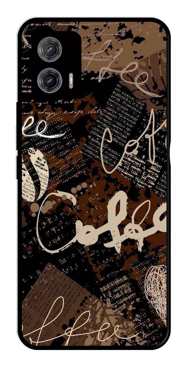 Coffee Pattern Metal Mobile Case for Moto G73 5G   (Design No -37)