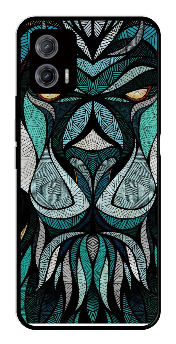 Lion Pattern Metal Mobile Case for Moto G73 5G   (Design No -40)