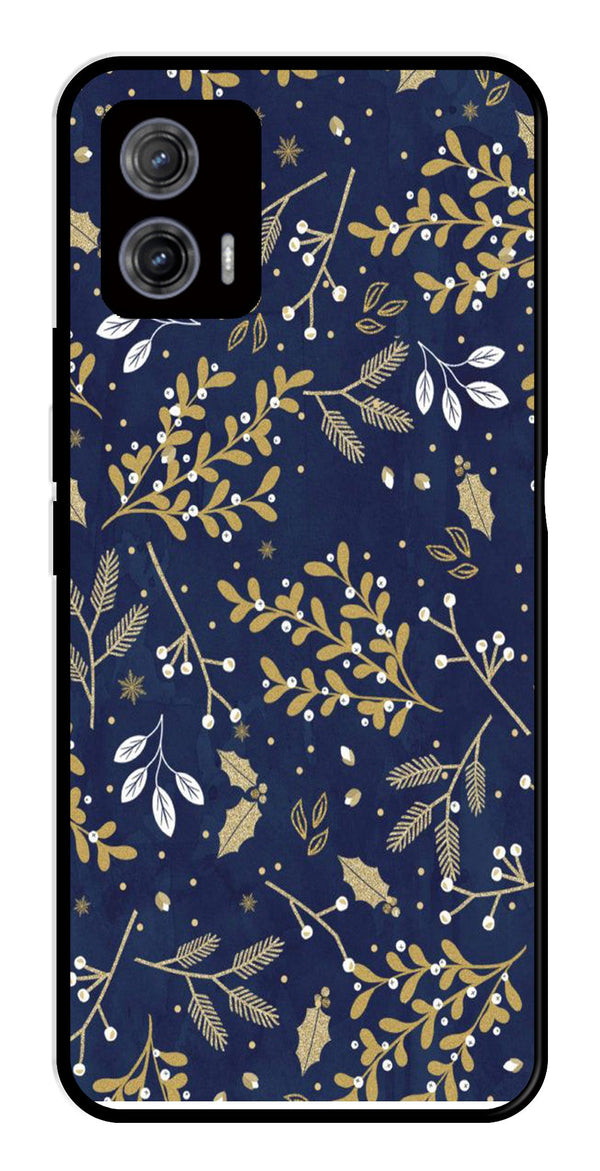 Floral Pattern  Metal Mobile Case for Moto G73 5G   (Design No -52)
