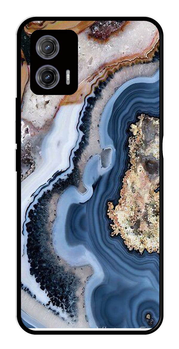 Marble Design Metal Mobile Case for Moto G73 5G   (Design No -53)