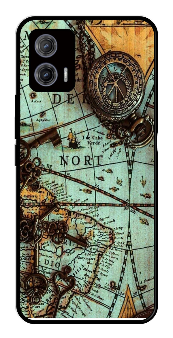 Map Design Metal Mobile Case for Moto G73 5G   (Design No -54)