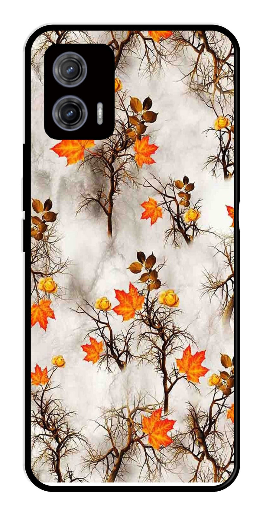 Autumn leaves Metal Mobile Case for Moto G73 5G   (Design No -55)