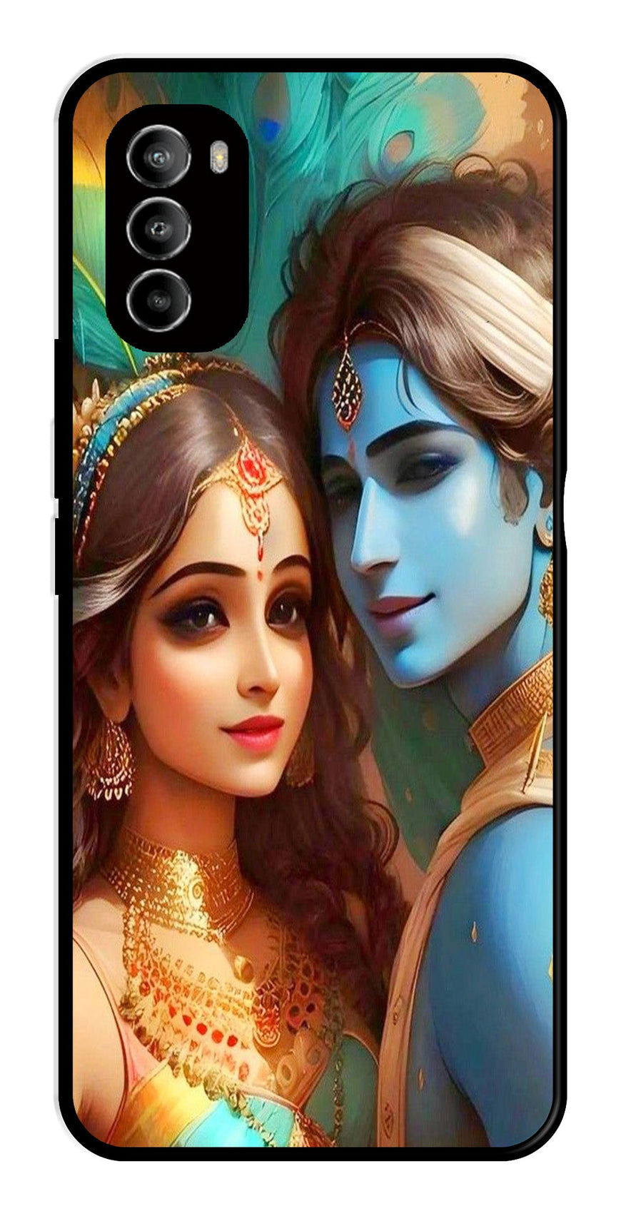 Lord Radha Krishna Metal Mobile Case for Moto G82 5G   (Design No -01)
