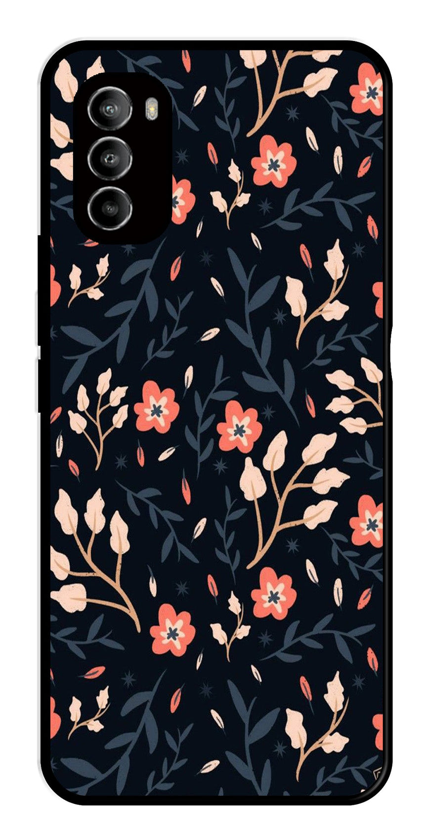 Floral Pattern Metal Mobile Case for Moto G82 5G   (Design No -10)