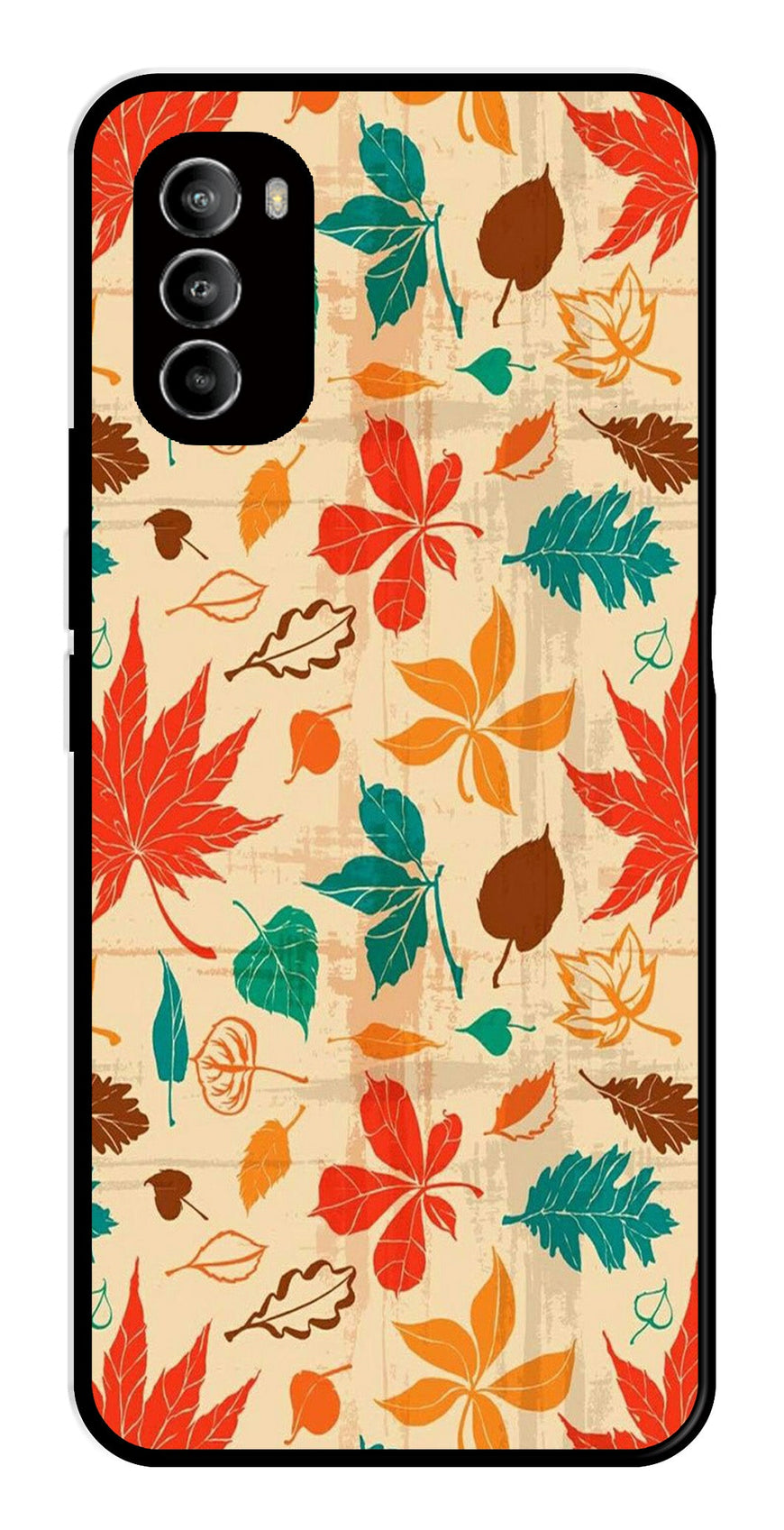 Leafs Design Metal Mobile Case for Moto G82 5G   (Design No -14)