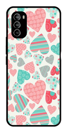 Hearts Pattern Metal Mobile Case for Moto G82 5G