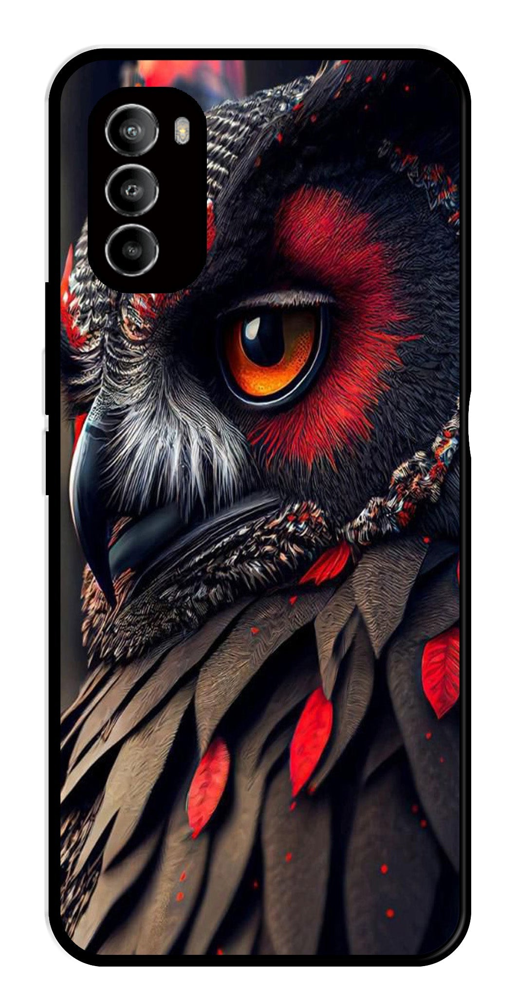 Owl Design Metal Mobile Case for Moto G82 5G   (Design No -26)