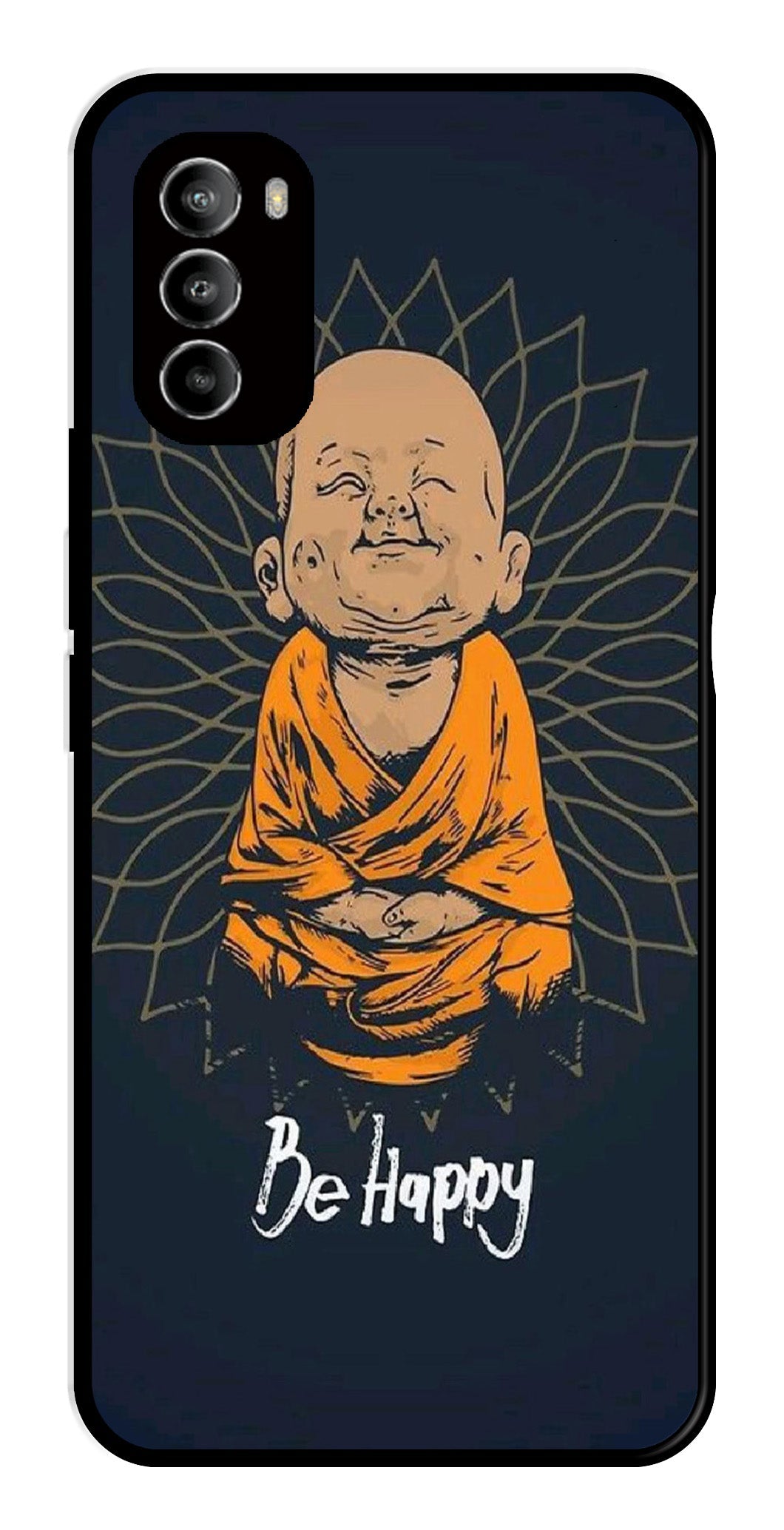 Be Happy Metal Mobile Case for Moto G82 5G   (Design No -27)