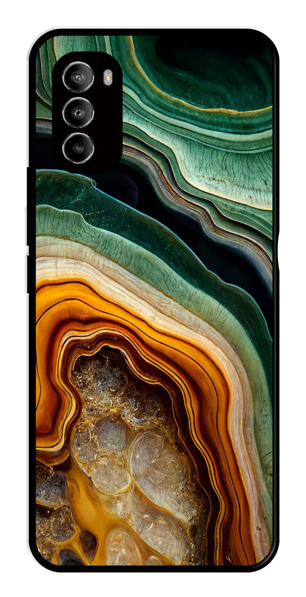 Marble Design Metal Mobile Case for Moto G82 5G   (Design No -28)