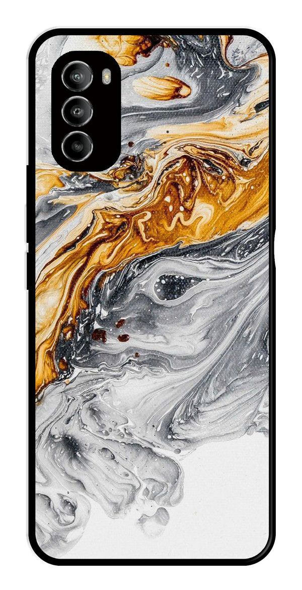 Marble Pattern Metal Mobile Case for Moto G82 5G   (Design No -36)