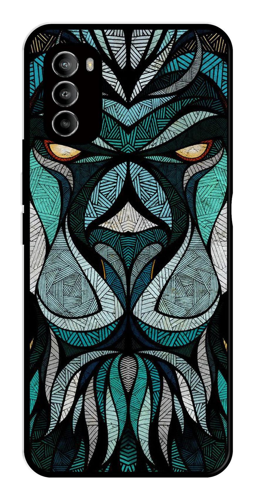 Lion Pattern Metal Mobile Case for Moto G82 5G   (Design No -40)