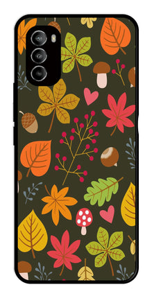 Leaves Design Metal Mobile Case for Moto G82 5G