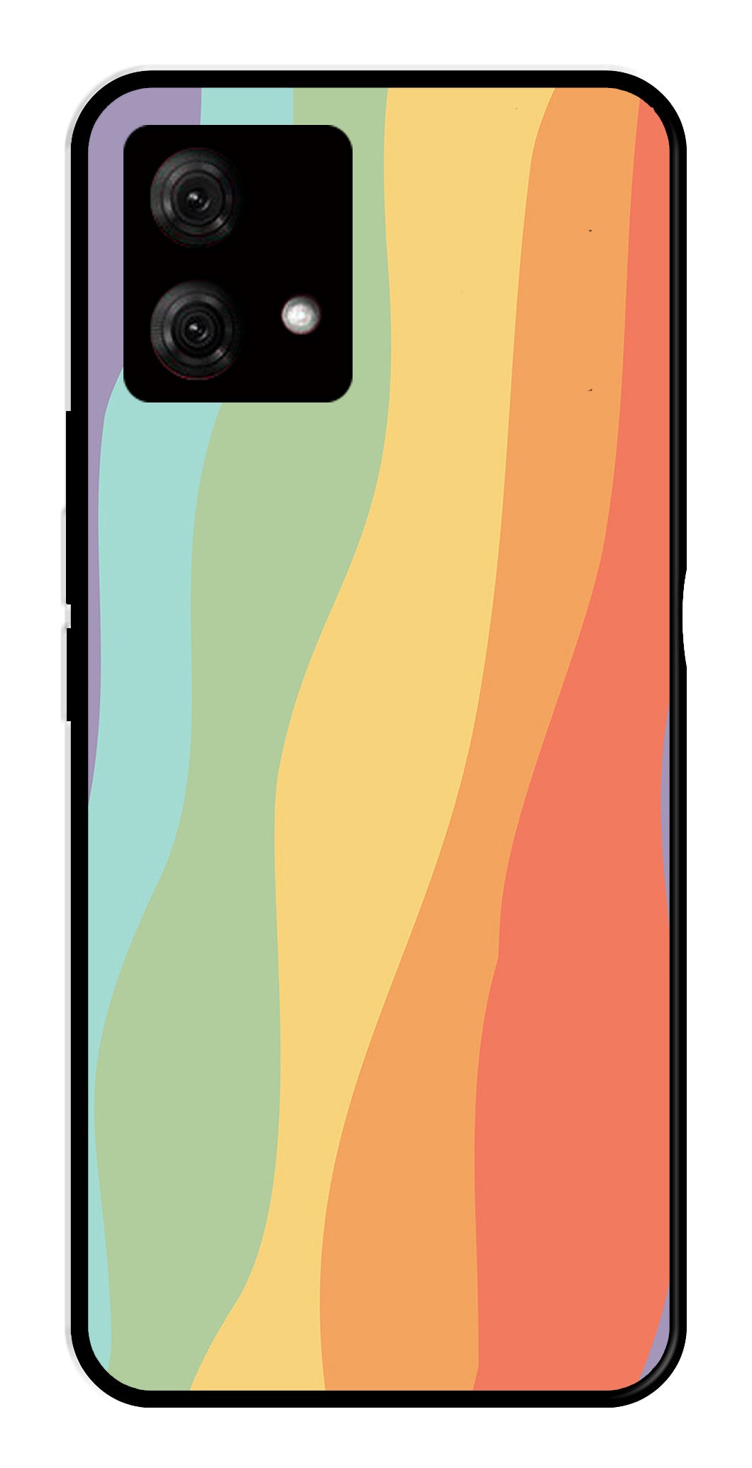 Muted Rainbow Metal Mobile Case for Moto G84 5G   (Design No -02)
