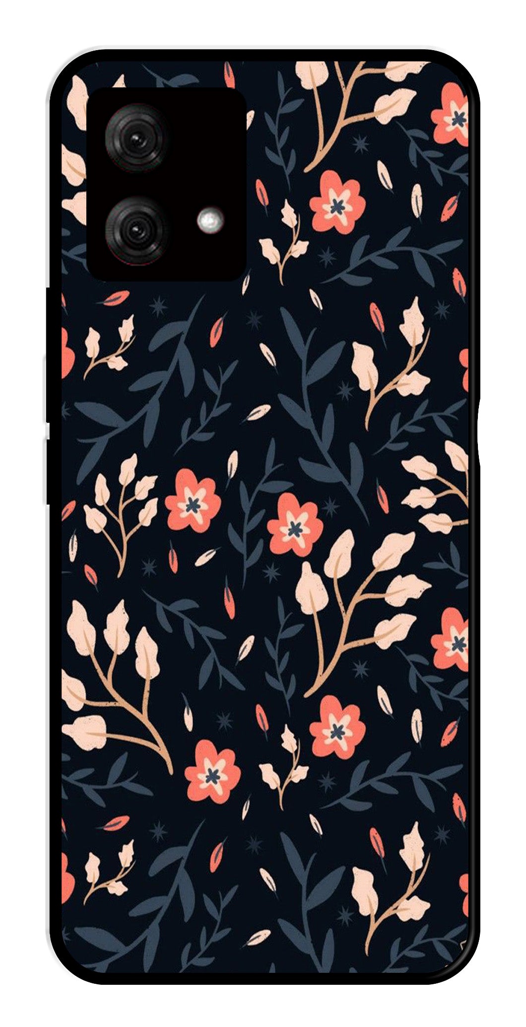 Floral Pattern Metal Mobile Case for Moto G84 5G   (Design No -10)