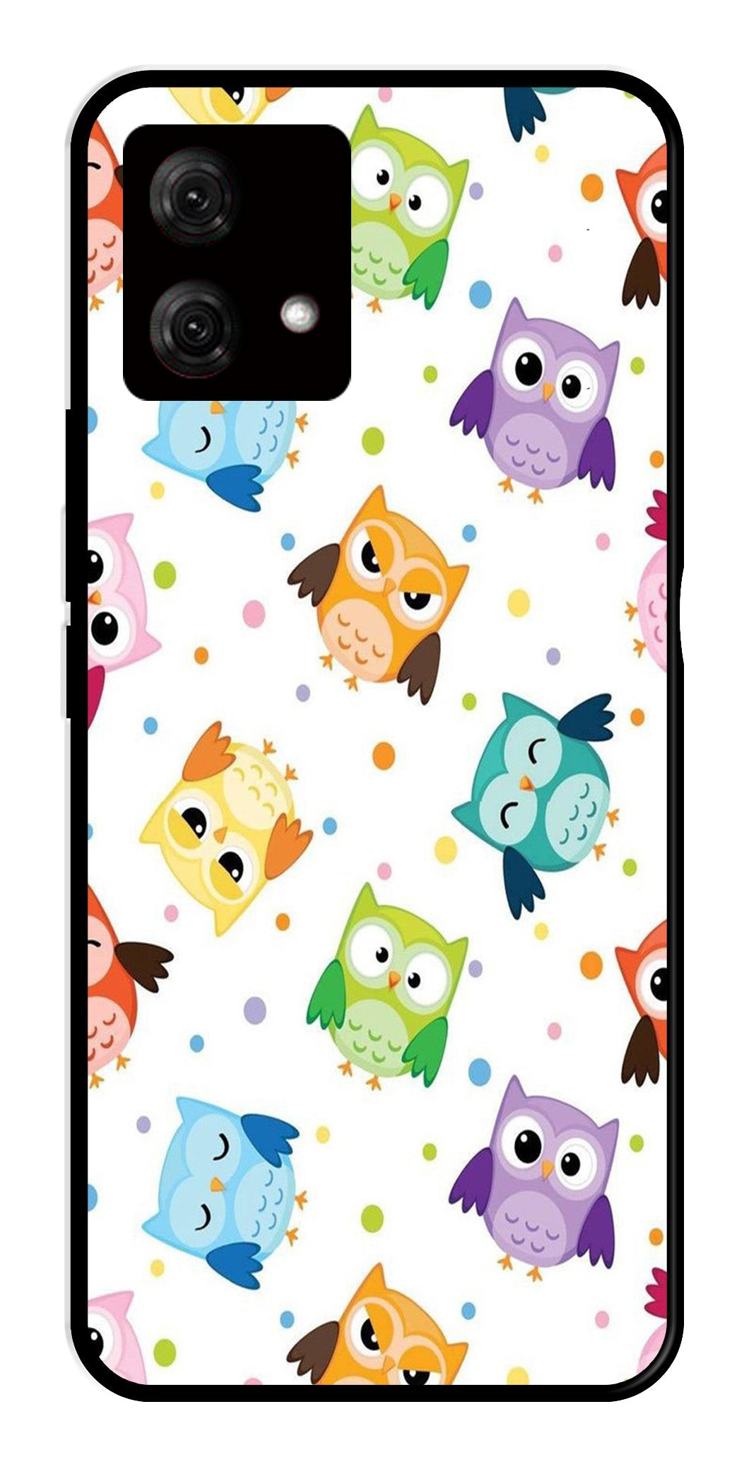 Owls Pattern Metal Mobile Case for Moto G84 5G   (Design No -20)