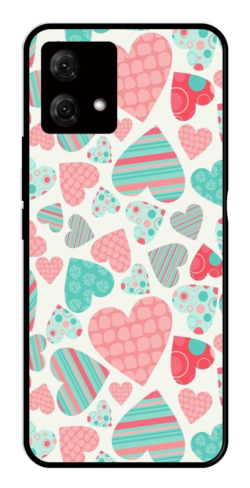 Hearts Pattern Metal Mobile Case for Moto G84 5G   (Design No -22)