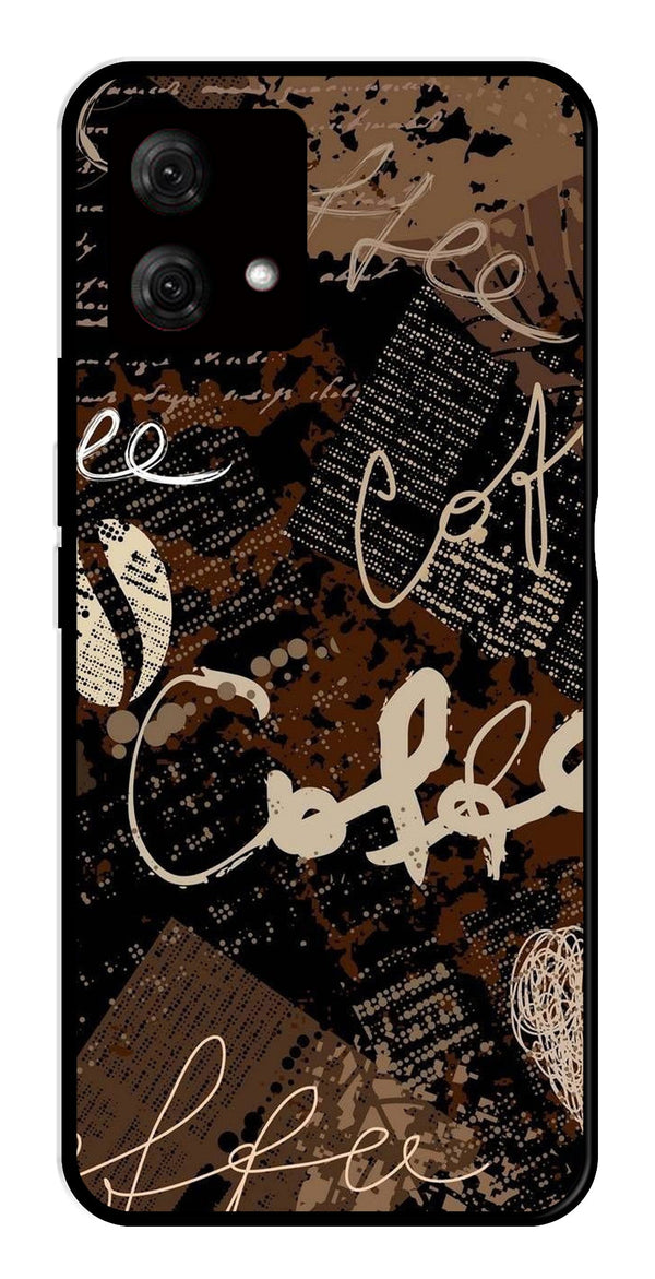 Coffee Pattern Metal Mobile Case for Moto G84 5G   (Design No -37)