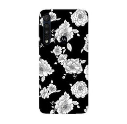 White flowers Black Background Case for Moto G8 Plus