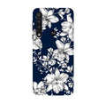White flowers Blue Background Case for Moto G8 Plus