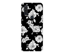 White flowers Black Background Mobile Back Case for Moto One Action (Design - 9)