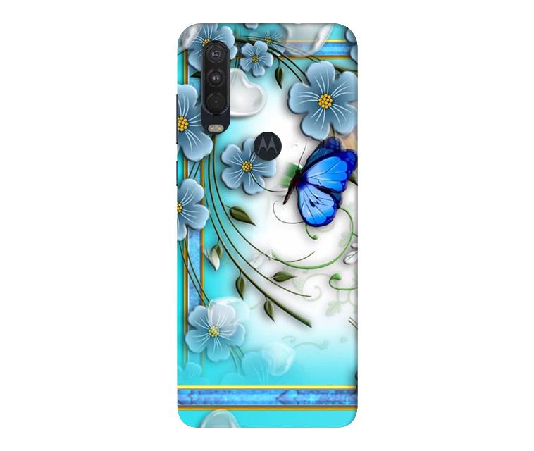 Blue Butterfly Case for Moto One Action