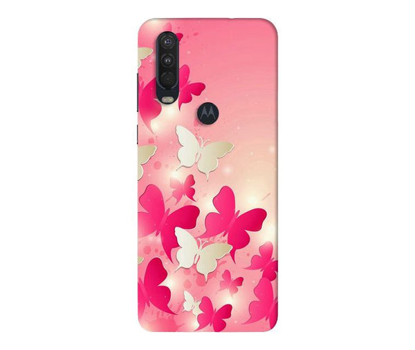 White Pick Butterflies Case for Moto One Action