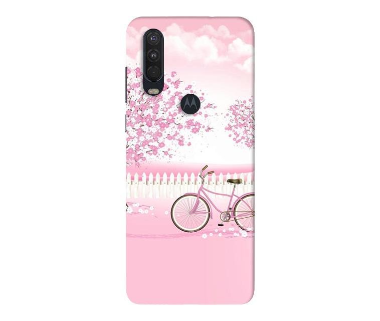Pink Flowers Cycle Case for Moto One Action  (Design - 102)
