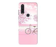 Pink Flowers Cycle Mobile Back Case for Moto One Action  (Design - 102)