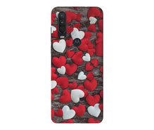 Red White Hearts Mobile Back Case for Moto One Action  (Design - 105)