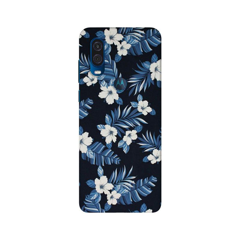 White flowers Blue Background2 Case for Moto One Vision