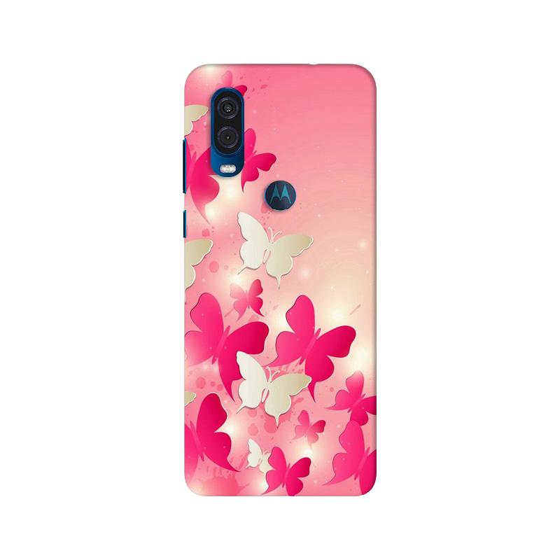 White Pick Butterflies Case for Moto One Vision
