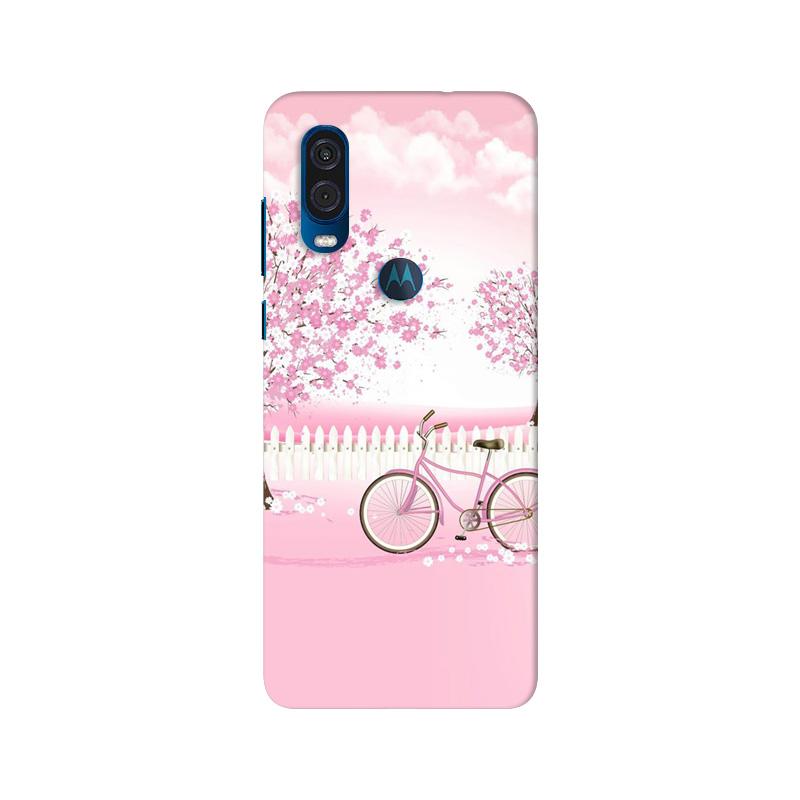 Pink Flowers Cycle Case for Moto One Vision  (Design - 102)