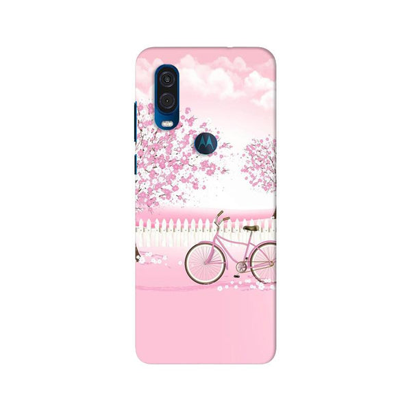 Pink Flowers Cycle Case for Moto One Vision  (Design - 102)