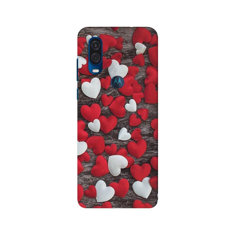 Red White Hearts Case for Moto One Vision  (Design - 105)