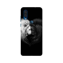 Dark White Lion Mobile Back Case for Moto One Vision  (Design - 140)