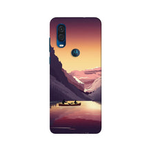 Mountains Boat Mobile Back Case for Moto One Vision (Design - 181)