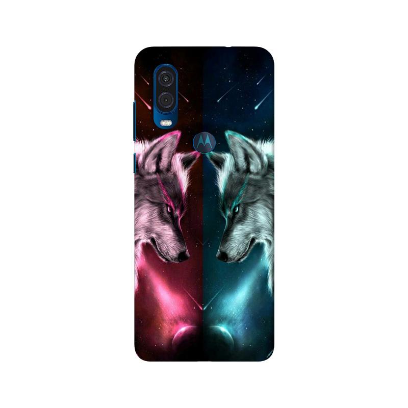 Wolf fight Case for Moto One Vision (Design No. 221)