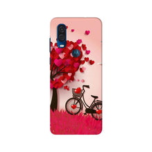 Red Heart Cycle Mobile Back Case for Moto One Vision (Design - 222)
