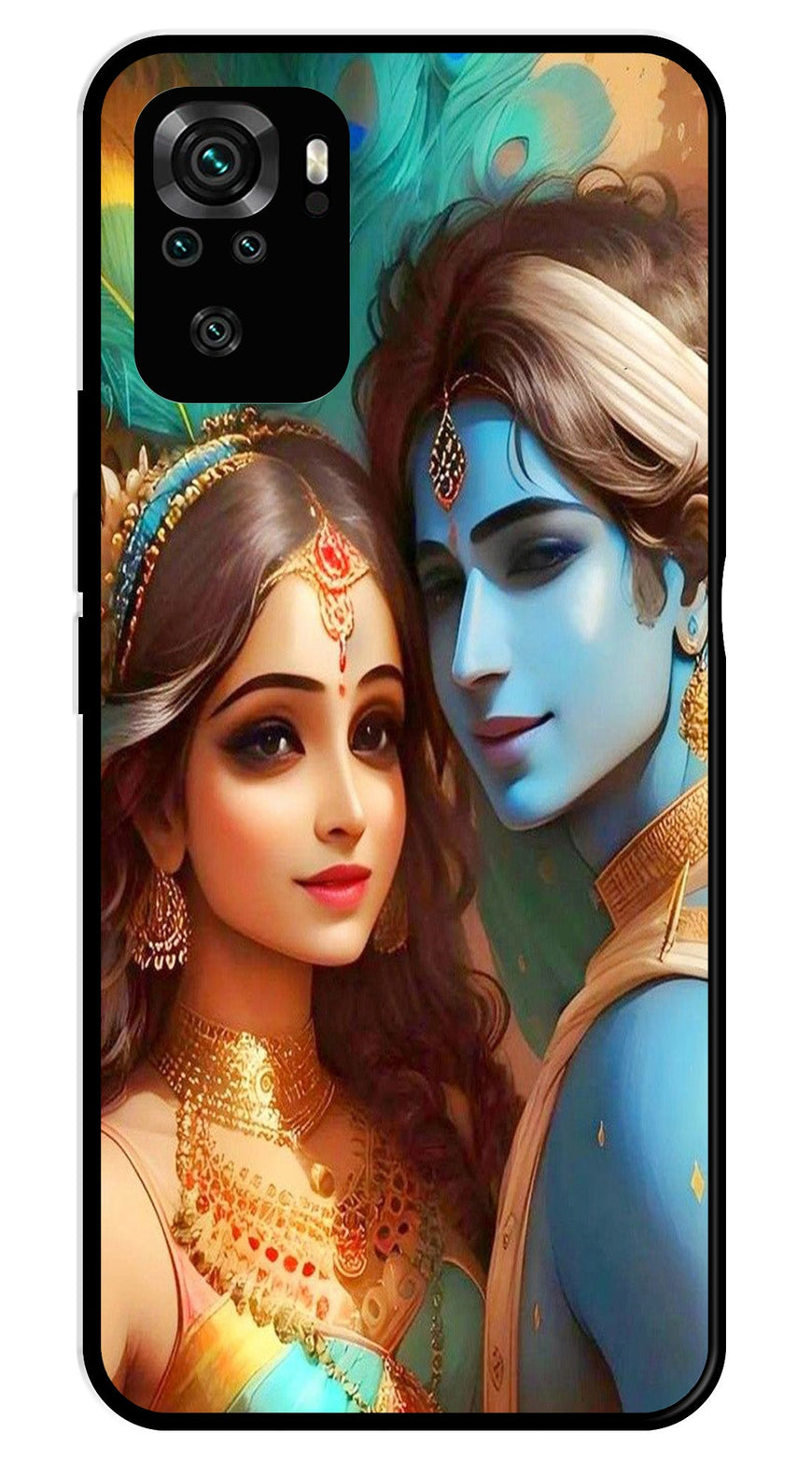 Lord Radha Krishna Metal Mobile Case for Redmi Note 10   (Design No -01)