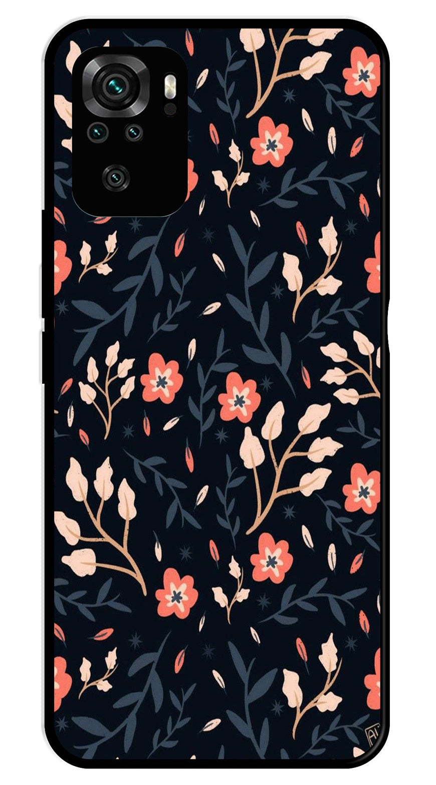 Floral Pattern Metal Mobile Case for Redmi Note 10   (Design No -10)