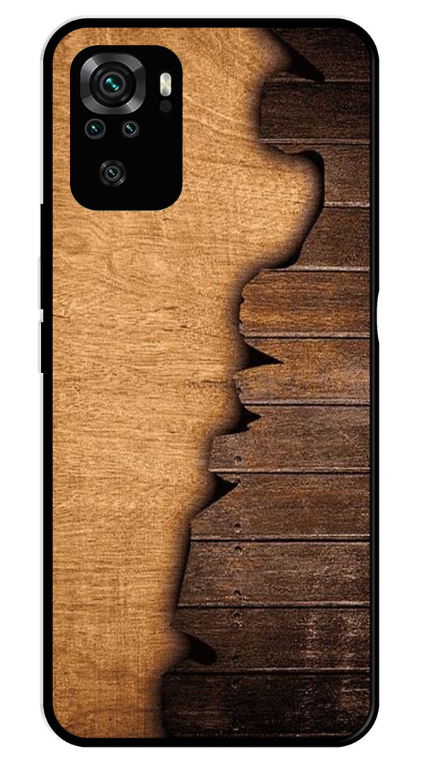 Wooden Design Metal Mobile Case for Redmi Note 10   (Design No -13)