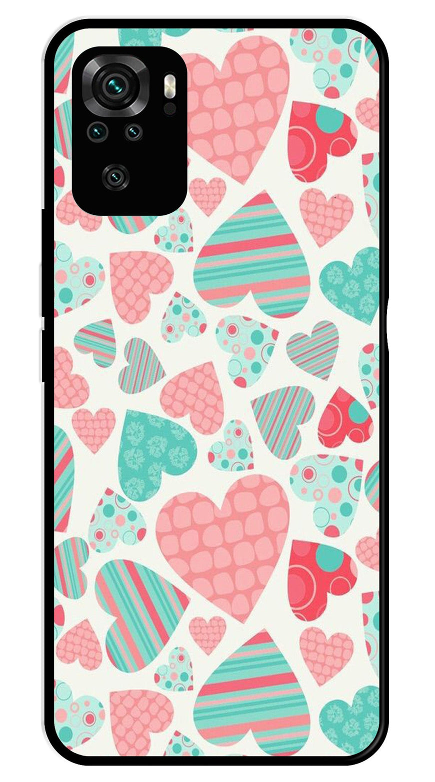 Hearts Pattern Metal Mobile Case for Redmi Note 10   (Design No -22)