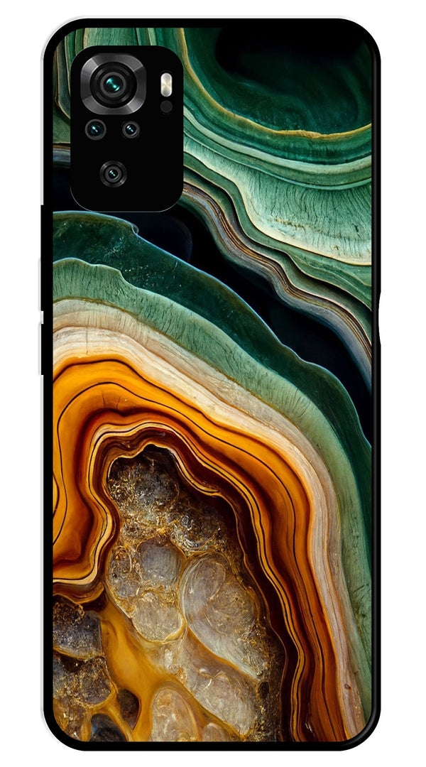 Marble Design Metal Mobile Case for Redmi Note 10   (Design No -28)