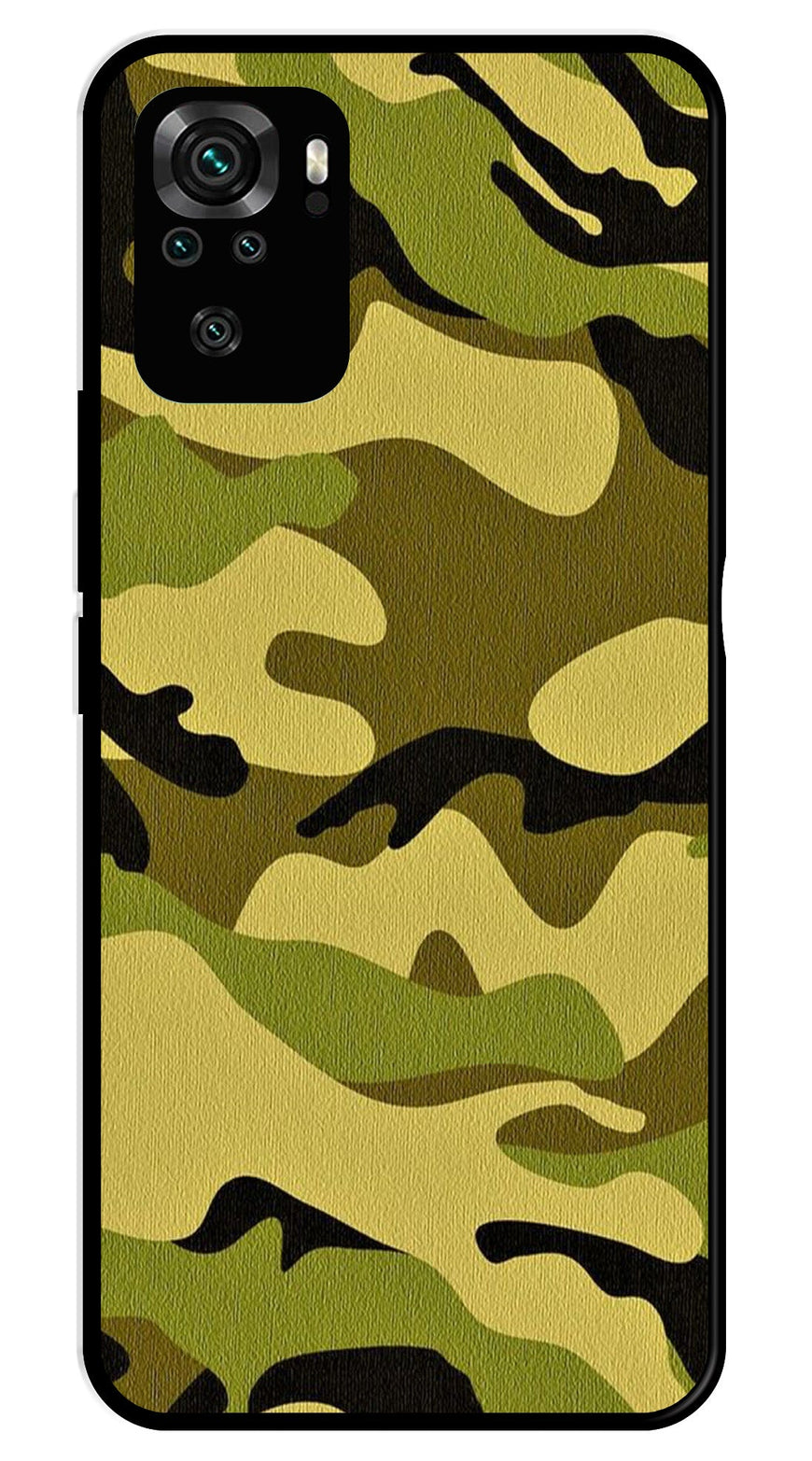 Army Pattern Metal Mobile Case for Redmi Note 10   (Design No -35)