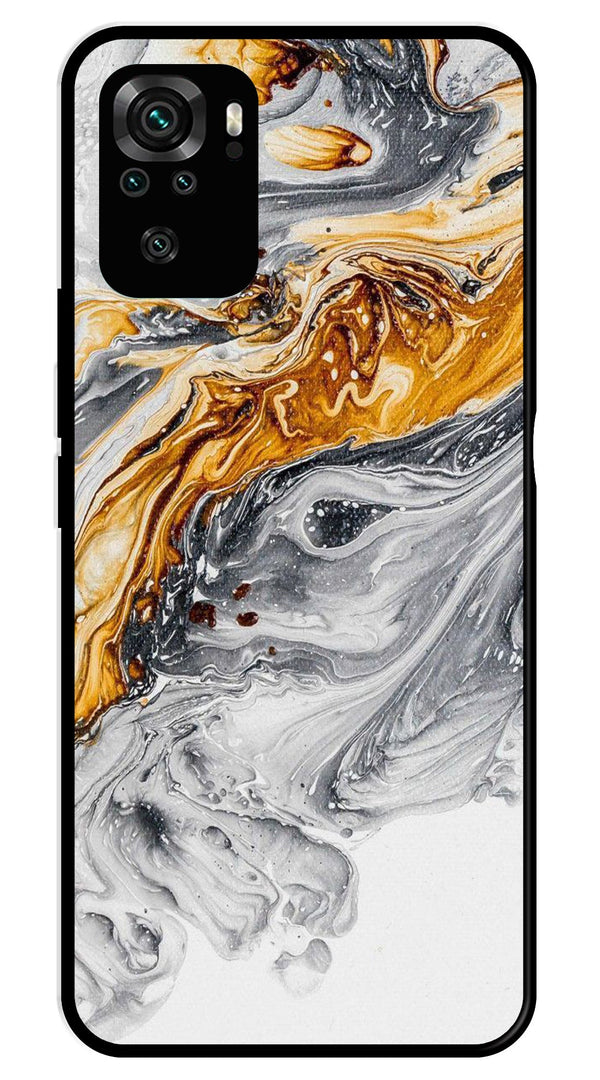 Marble Pattern Metal Mobile Case for Redmi Note 10   (Design No -36)