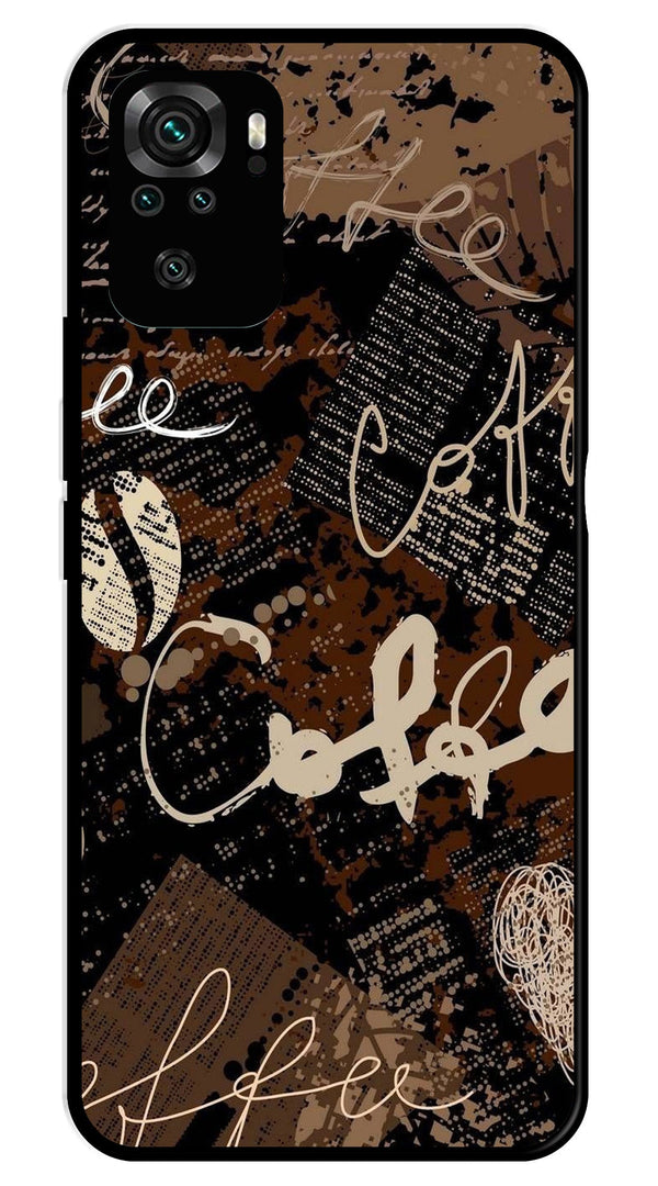 Coffee Pattern Metal Mobile Case for Redmi Note 10   (Design No -37)