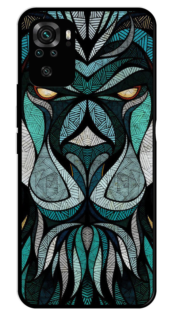 Lion Pattern Metal Mobile Case for Redmi Note 10   (Design No -40)