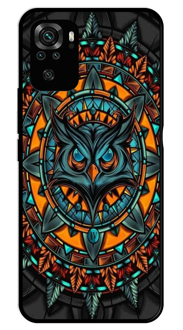 Owl Pattern Metal Mobile Case for Redmi Note 10   (Design No -42)