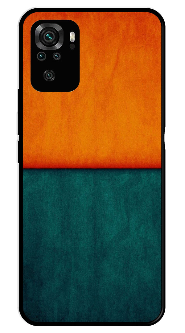 Orange Green Pattern Metal Mobile Case for Redmi Note 10   (Design No -45)