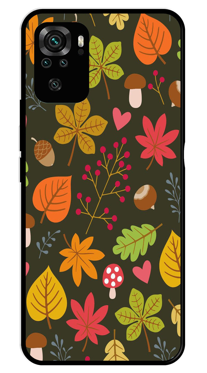 Leaves Design Metal Mobile Case for Redmi Note 10   (Design No -51)